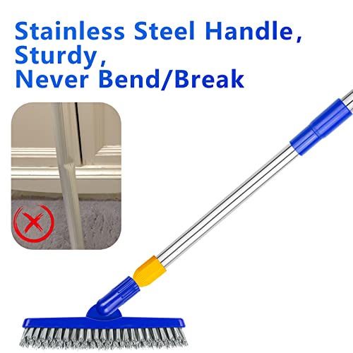 ITTAHO 2 Pack Grout Brush with Long Handle, 56.5'' Swivel Grout Cleaning Brush,V-Shape Grout Scrub Brush, Extendable Handle Grout Cleaner Brush for Tile Floors，Bathroom,Baseboard,Shower,Corner