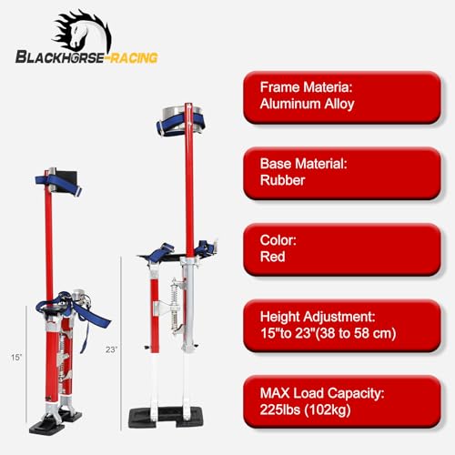 15"-23" Professional Grade Adjustable Drywall Stilts Taping Paint Stilt Aluminum Tool Stilt for Painting Painter Taping Red