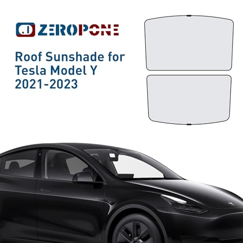 ZeroPone Tesla Model Y Roof Sunshade 2021-2024, Foldable Model Y Sunshade Roof, Tesla Model Y Glass Roof Sunshade, Front & Rear Model Y Sun Shade, Top Windows Sun Shade Windshield and Sunroof