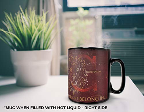 Morphing Mugs Harry Potter – Celestial Hogwarts Houses – Gryffindor – Sorting Hat – 16 oz Large Ceramic Heat Sensitive Clue Mug – Full image revealed when HOT liquid is added