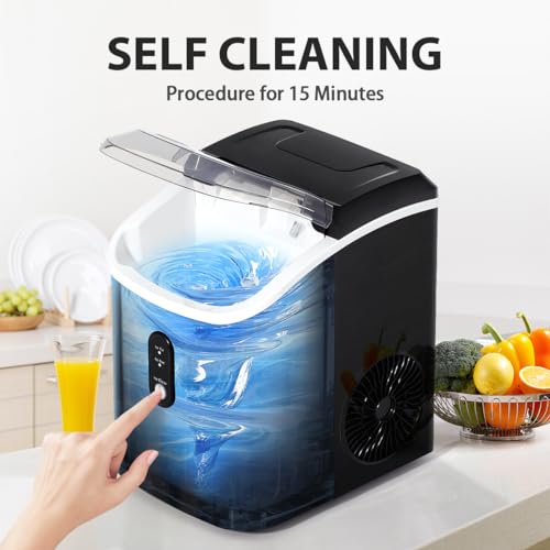 Nugget Ice Maker Countertop for Soft Chewable Pellet Ice Pebble Portable Ice Machine 34lbs/24H,Self-Cleaning,Sonic Ice,One-Click Operation,for Kitchen,Office,Party