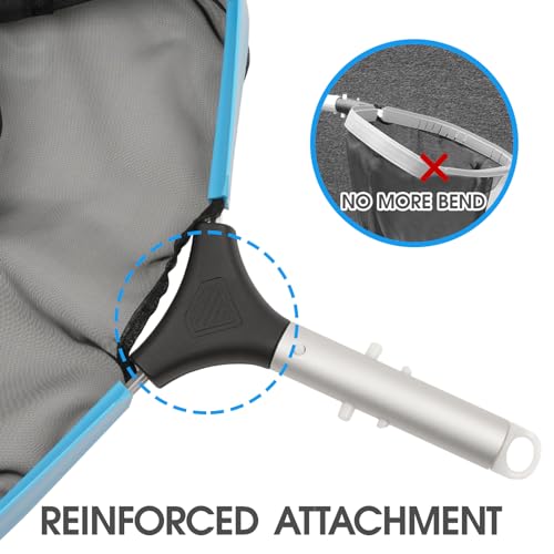 TidyMister Self-Repair Heavy Duty Pool Net, Reinforced Handle, Fine Mesh Nylon Net, Thick Aluminum Frame, Deep Trash Bag, Pool Cleaning Skimmer Net for Above Ground & Inground Pools