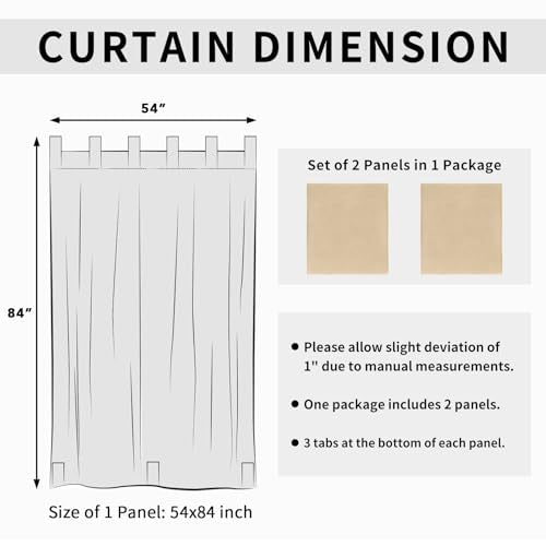 Easy-Going Outdoor Patio Curtains Detachable Tab Top Windproof Weatherproof Curtain for Cabana, Porch, Pergola and Gazebo, Tab Bottom Drape, 2 Panels, 110W x 96L inch, Yellow