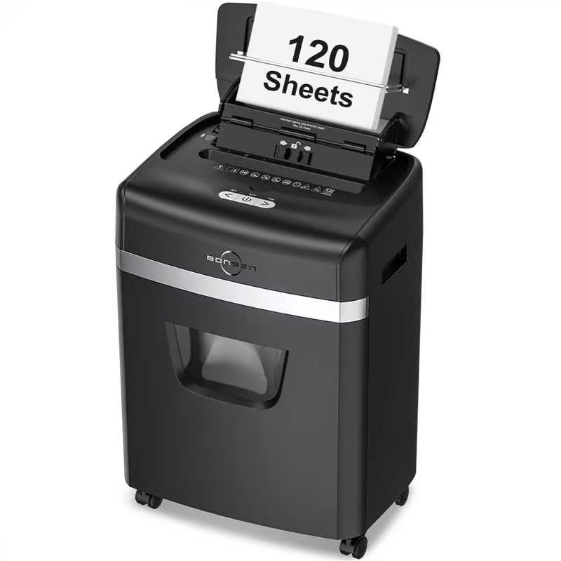 BONSEN Shredder for Office, 120-Sheet Auto Feed Paper Shredder, Micro Cut Paper Shredders for Home Office Use, 30 Minutes/High Security Level P-4/6 Gallon Bin (S3110)