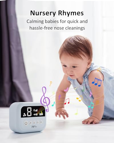 HEYVALUE Hospital Grade Nasal Aspirator for Baby, Nose Sucker with 9 Levels Suction, Night Light and Nursery Rhyme Soothing Function, Electric Nose Suction for Baby with Food-grade Silicone Tips, Blue