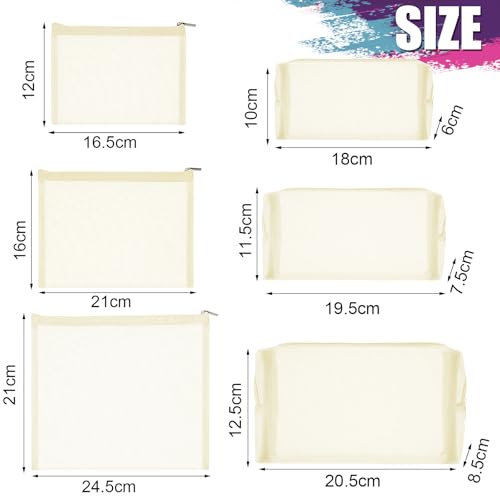 Boao 6 Pieces Mesh Makeup Bags Mesh Cosmetic Bag Portable Travel Organizing Zipper Pouch Toiletries Makeup Pouches for Home Office Travel Accessories(Beige)