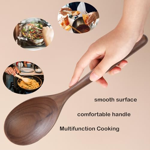 MornHalo 2PCS Acacia Wooden Spoons For Cooking 12-inch Smooth Finish Spatula Spoon And Cooking Spoons-Comfortable Grip Wood Spoons for Cooking - Non-Stick Wooden Cooking Utensils