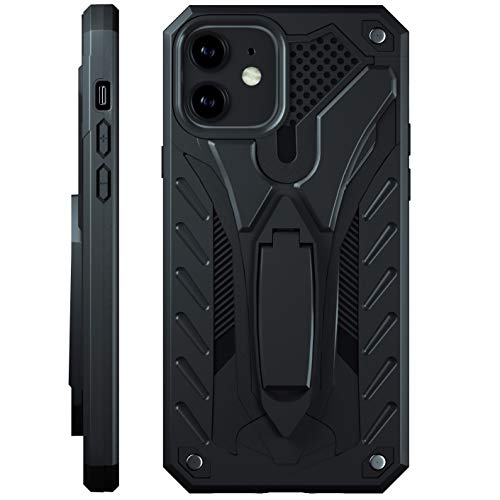 Kitoo Designed for iPhone 12 Mini Case with Kickstand, Military Grade 12ft. Drop Tested - Black