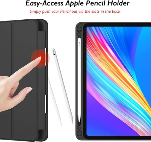 iMieet iPad Pro 13 Inch Case M4 (2024) with Pencil Holder, [Support Pencil Pro and Pencil (USB-C)]，Trifold Stand Smart Case with Soft TPU Back, Auto Wake/Sleep (Space Gray)