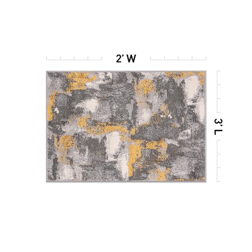 Rugshop Brighton Modern Abstract Stain Resistant Soft Area Rug 2' x 3' Yellow