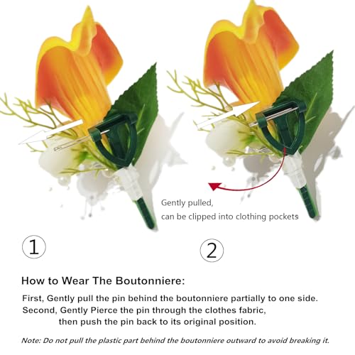 YIFUwedding Calla Lily Wrist Flower,Set of 6, Bridesmaid Wedding Party Wrist Flower,Bridal Flower Used for Dance Parties，Groom and Groomsman, Corsage (6 Orange Corsage)