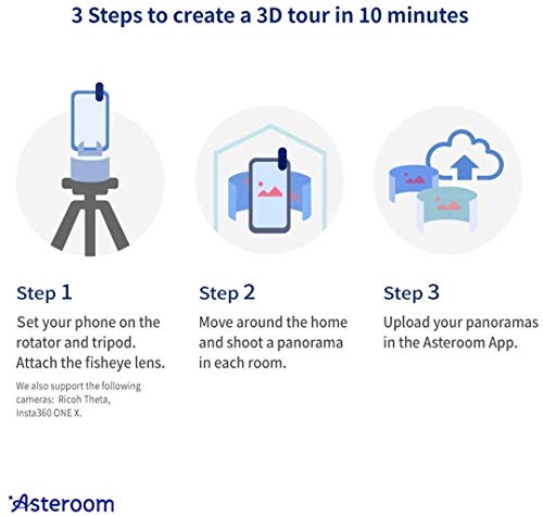 Asteroom 360 Camera 3D Virtual Tour Real Estate Kit - Gear Includes: Tripod, Digital Camera Rotator, Fisheye Cam Lens (Asteroom Phone Case Not Included, Purchased Separately on Amazon)