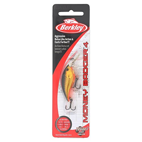 Berkley Money Badger Fishing Lure, Perch, 3/16 oz, 1.5in | 4cm, Hybrid Baitfish-Crayfish Design, Patented FlashDisc Technology, Equipped with Sharp Fusion19 Hooks