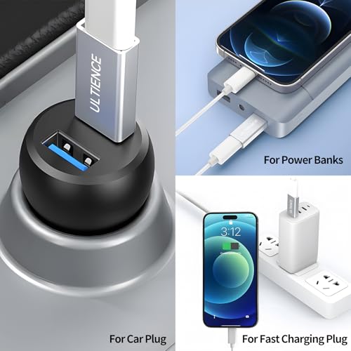 [Double Sides] USB C Female to USB Male Adapter, Type C to USB Converter, Supports USB 3.2 Speeds (10Gbps), 60W Fast Charging/Data Transfer, Compatible with Apple/iPhone/Car/Samsung