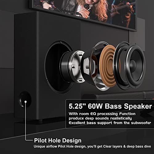 GEOYEAO Sound Bars for TV with Subwoofer, 2.1ch Home Audio Speaker & 3D & 240W Deep Bass Subwoofer Bluetooth 2-in-1 Detachable TV Surround Sound Speaker System