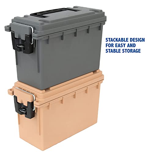 Sheffield 12628 Field Box, Pistol, Rifle, or Shotgun Ammo Storage Box, Tamper-Proof Locking Ammo Can, Water Resistant, Made in The U.S.A, Stackable, Gray