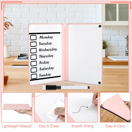 Motiskyy 6 Pcs Portable Small White Board with 6 Pcs Pens, 9.45 x 6.69 Inches Whiteboard Notebooks Double Sided Folding Dry Erase Pads with PU Cover A5 Erase Board for Meeting, Office Supplies(Black)