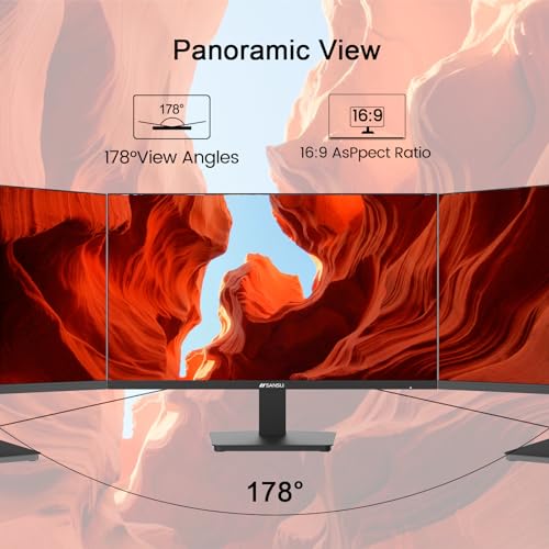 SANSUI Monitor 24 inch 100Hz PC Monitor, VESA, HDMI VGA Ports, FHD Computer Monitor Ultra-Slim Ergonomic Tilt Eye Care for Home Office (ES-24F2, HDMI Cable Included)