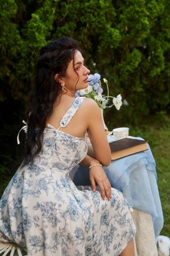 Women's Summer Casual Sundress 2024 Square Neck Pink Floral Dress with Pocket Cute Flowy Dress Pink Floral S