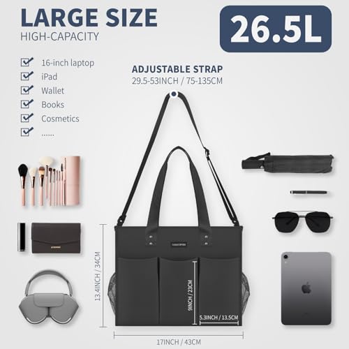 HOMESPON Large Teacher bag Nurse Bag Tote Bag for Woman Man Everything Handbag Travel Bag with Compartments Pockets