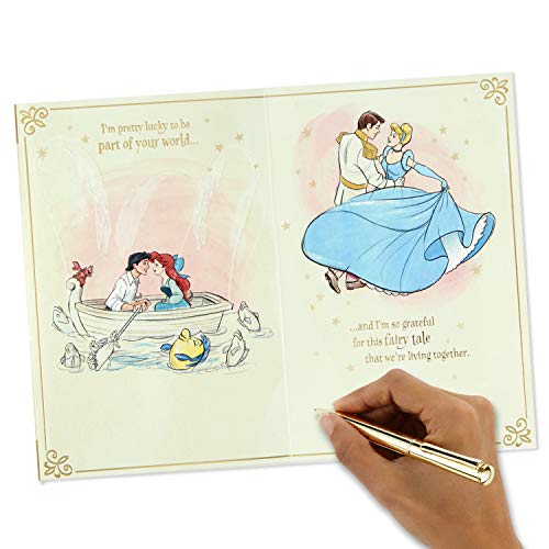 Hallmark Disney Valentines Day Card for Husband, Wife, Boyfriend, Girlfriend (Our Fairy Tale) Anniversary Card, Love Card