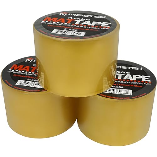 Meister Premium Mat Tape for Wrestling, Grappling and Exercise Mats - Clear - 3" x 84ft - 1 Roll (1095MT6M3N)