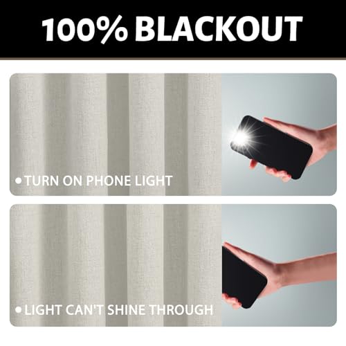 Yakamok Burnt Orange Linen Curtains 100% Blackout 63 Inches Long,Room Darkening Textured Curtains for Living Room Thermal Grommet Bedroom Curtains 2 Panels with White Liner