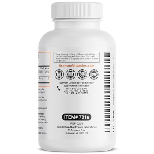 Bronson Vitamin K2 (MK7) with D3 Supplement Non-GMO Formula 5000 IU Vitamin D3 & 90 mcg Vitamin K2 MK-7 Easy to Swallow Vitamin D & K Complex, 60 Capsules