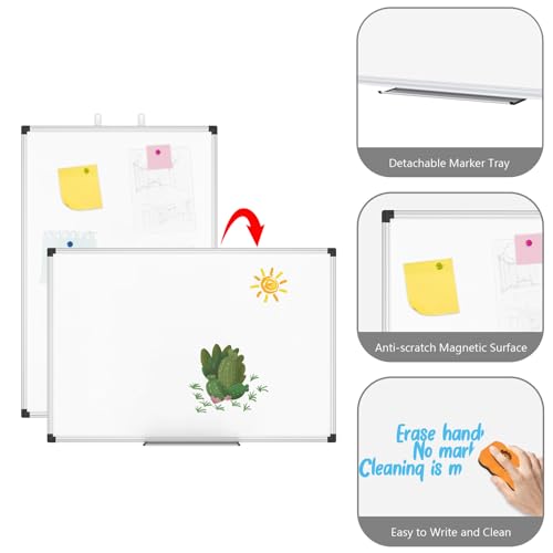 XBoard Magnetic whiteboard 36 x 24 - Combo Whiteboard Dry Erase Board Cork Board 36 x 24
