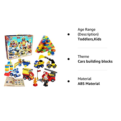 Klobroz Building Blocks for Toddlers 2-5, 171 Pieces Building Blocks Car Set for Kids Classic Large Building Bricks Compatible with All Major Brands Educational Toys Blocks for All Ages