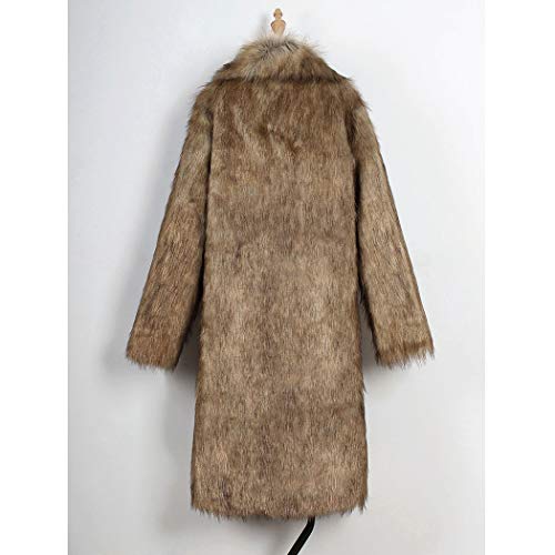 RomanticDesign Women's Long Lapel Faux fur Jacket Shaggy Coat Warm Outerwear Cardigan Brown US 2
