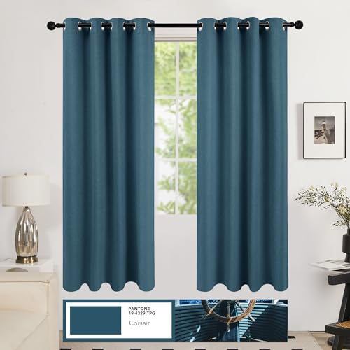 Deconovo Total Blackout Curtains Linen Curtains Room Darkening Curtains with Grommets for Bedroom Living Room Kids Room,Cherry Red,52Wx63L in,2 Panels