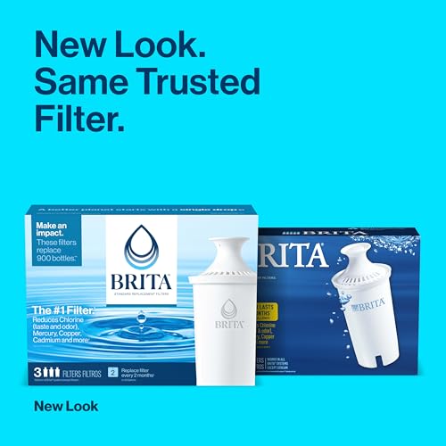 Brita Plus Water Filter, BPA-Free, High-Density Replacement Filter for Pitchers and Dispensers, Reduces 2x Contaminants*, Lasts Two Months or 40 Gallons, Includes 3 Filters