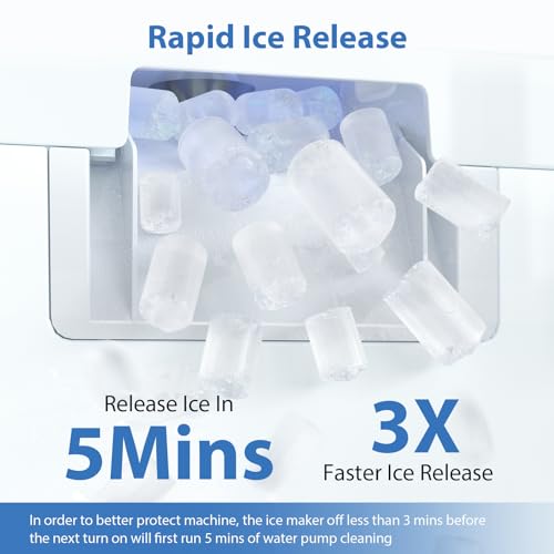 Aeitto Nugget Ice Maker Countertop, 55lbs/Day, Large Capacity Chewable Ice Maker, Rapid Ice Release in 5 Mins, Self-Cleaning with Stainless Steel Housing Ice Machine for Home Office and Party, Silver