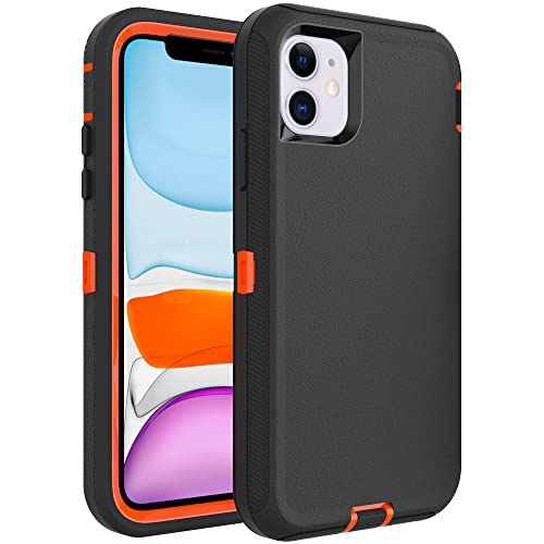 WOGROO Case for iPhone 14 Pro, Heavy-Duty Tough Rugged Shockproof Drop Protective Cover Phone Cases, Black+Orange