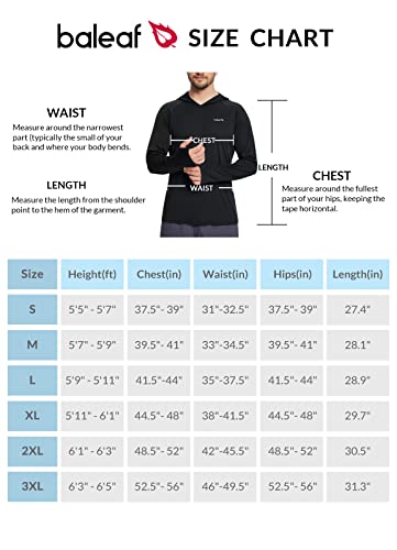 BALEAF Men's Sun Protection Hoodie Shirt UPF 50+ Long Sleeve UV SPF T-Shirts Rash Guard Fishing Swimming Lightweight Vermillion Orange L