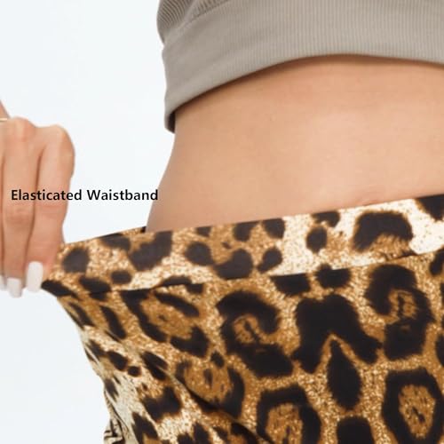 Leopard Cheetah Skirt with Shorts, Sexy Night Club High Waist Elastic Leopard Print Bodycon Mini Skirts for Women (2857 Small Yellow Leopard L)