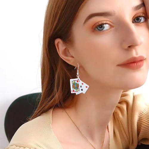 Seakuur Casino Punk Poker Irregular Women Drop Earring Playing Card Alloy Casual Ear Jewelry Party Hip Hop Jewellery (A)