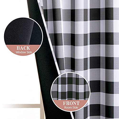 MIULEE Buffalo Plaid Curtains for Farmhouse Bedroom, Blackout Window Drapes with Grommets for Living Room Darkening Light Blocking and Thermal Insulated Set of 2 Panels, W 52" x L 63" Beige and White