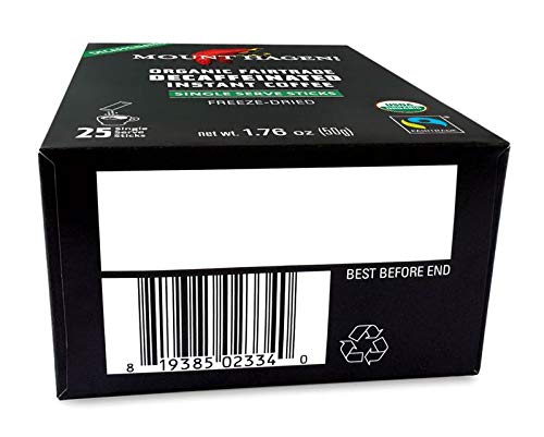 Mount Hagen 25 Count Single Serve Instant Decaf Coffee Packets - 1 Pack | Decaffeinated Organic Medium Roast Arabica Beans | Eco-friendly, Fair-Trade [1 x 25 sticks/1.76oz/50g]