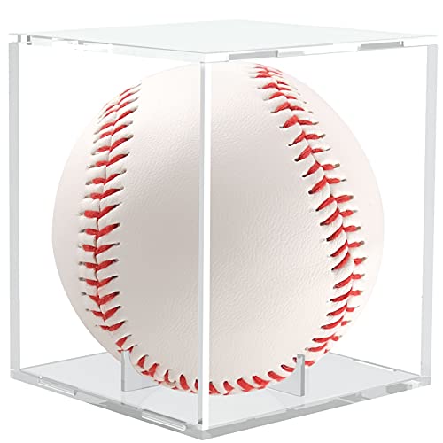Baseball Display Case 4Pack, Baseball Holder Case UV Protected Acrylic Cube Square Clear Official Baseball Autograph Display Case Memorabilia Display Box for Official Size Baseball