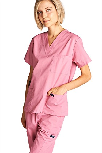 Dagacci Medical Uniform Womens and Mens Scrubs Set Medical Scrubs Shirt Top and Pant, Pewter Gray, Small, Short Sleeve