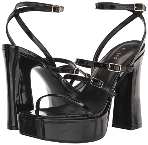 Guess Women's YENNA Heeled Sandal, Black Patent, 6.5