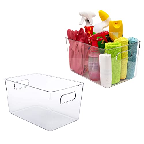 Clear Plastic Storage Bins for Kitchen Organization or Pantry Organizers and Storage, Freezer, Fridge Organizer, Clear Storage Containers Bin for Organizing Refrigerator, Cabinet Organizers Baskets