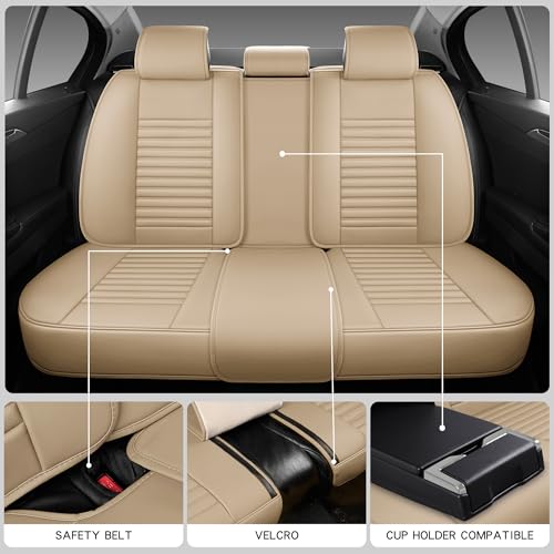 CHOCMONS Full Coverage Front Set Seat Covers with Waterproof Leather,Lumber Support and Airbag Compatible,Universal Fit for Most SUVs, Trucks,and Sedans in Automotive Seat Covers