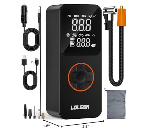 Tire Inflator Portable Air Compressor-Air Pump 150PSI Cordless Electric for Car, Motorcycle, Bike, Ball, with Tire Gauge Pressure, Dual-Use Type (Black)