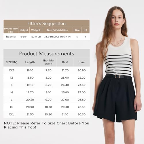 GOELIA Women's Striped Sleeveless Crew Neck Knit Sweater Tank Top Cotton Slim Fit Going Out Tops for Women
