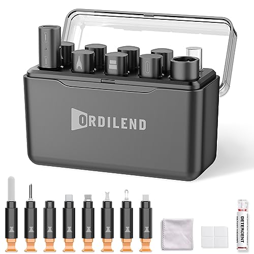 Ordilend for iPhone Cleaning Kit for Charging Port Cleaner, Multi-Tool iPhone Cleaner Repair Lightning Cable,Phone Cleaning Kit for iPhone,iPad,Connectors,Speaker, Airpod Cleaner Kit with Storage Case