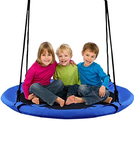 Costzon Tree Swing, 40 Inch Saucer Swing for Kids Outdoor, 700 lbs Weight Capacity Round Swing w/ 900D Waterproof Oxford Cloth, Adjustable Rope, Flying Swing for Backyard, Indoor & Outdoor Playground