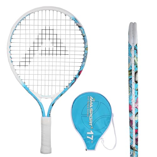 AMA SPORT Kids Tennis Racket for Junior Toddlers Starter Kit 17-25" for Girls and Boys - 4 Color Kids Tennis Rackets Age 2-12 with 420D Nylon Shoulder Strap Bag